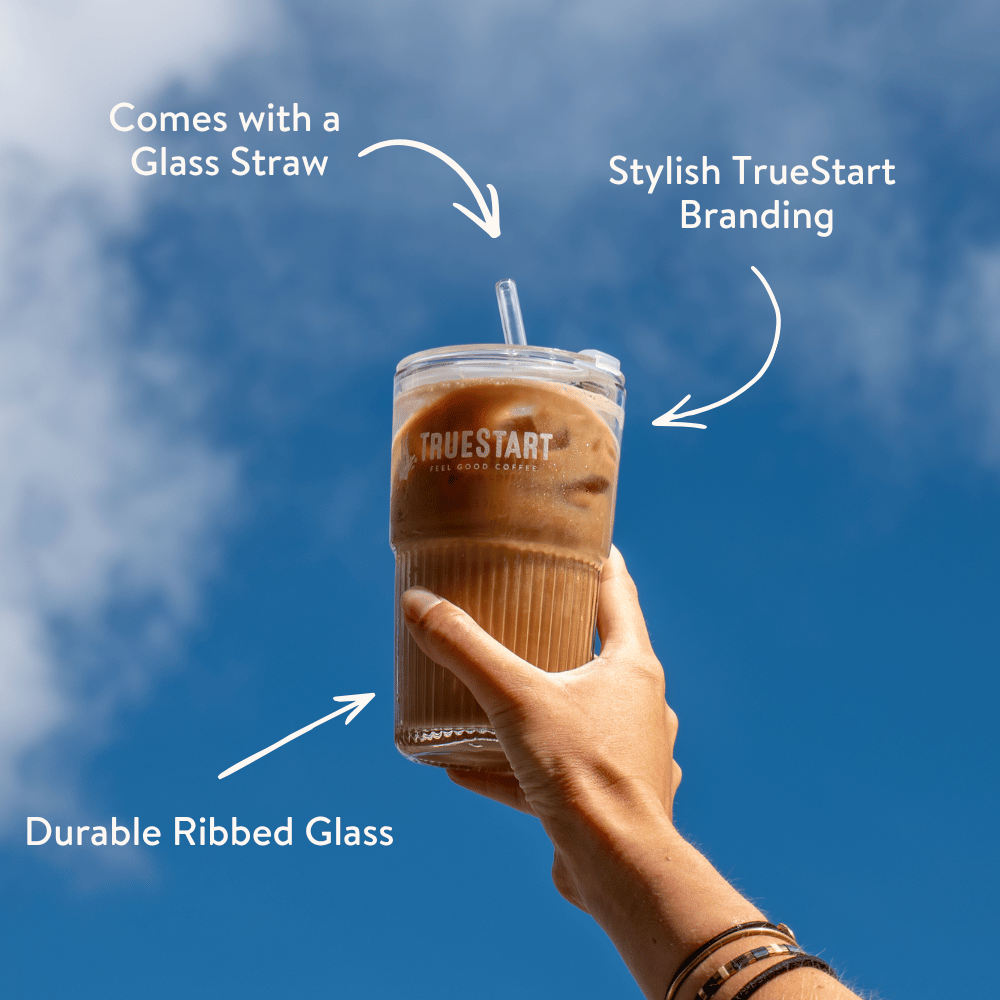 TrueStart Iced Coffee Glass