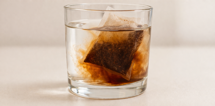 coffee bag in glass